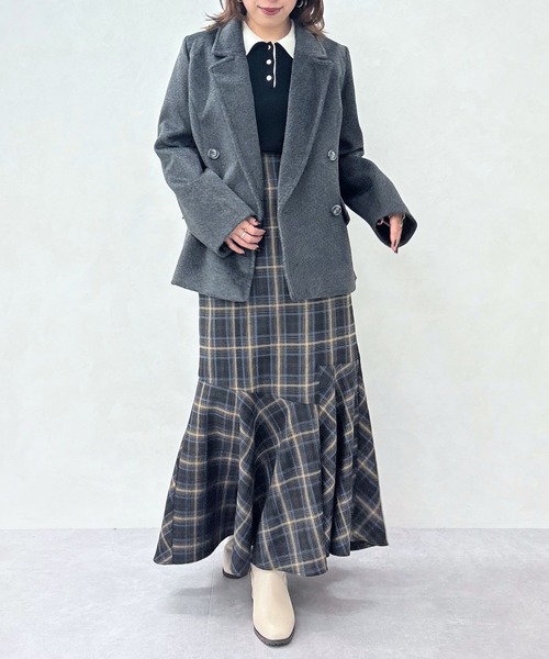 31 Sons de mode（トランテアン　ソン　ドゥ　モード）の「2025秋冬新作 ダブルショートコート（チェスターコート・レディース・ブラウン/チャコールグレー/ベージュ・S/M）」の14枚目の写真