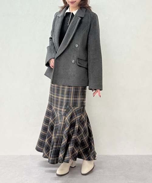 31 Sons de mode（トランテアン　ソン　ドゥ　モード）の「2025秋冬新作 ダブルショートコート（チェスターコート・レディース・ブラウン/チャコールグレー/ベージュ・S/M）」の15枚目の写真