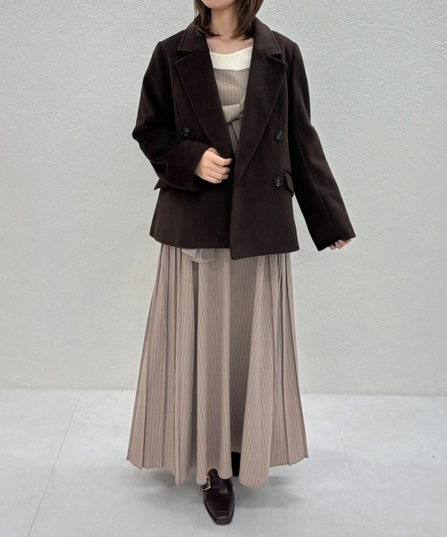 31 Sons de mode（トランテアン　ソン　ドゥ　モード）の「2025秋冬新作 ダブルショートコート（チェスターコート・レディース・ブラウン/チャコールグレー/ベージュ・S/M）」の16枚目の写真