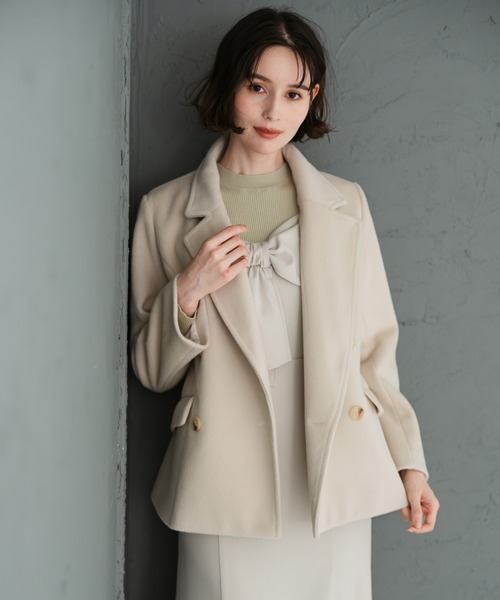 31 Sons de mode（トランテアン　ソン　ドゥ　モード）の「2025秋冬新作 ダブルショートコート（チェスターコート・レディース・ブラウン/チャコールグレー/ベージュ・S/M）」の13枚目の写真