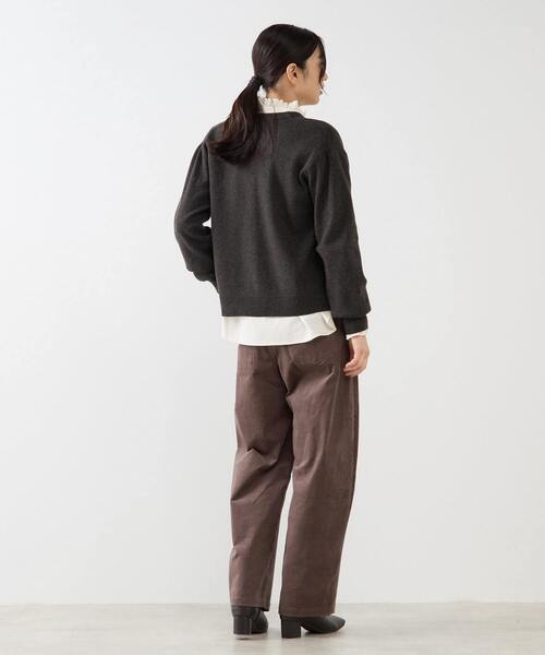 MELROSE claire(メルローズ クレール)の「【総針編みVネックカーディガン】(カーディガン/ボレロ・レディース・アイボリー/マスタード/チャコールグレー・FREE)」の5枚目の写真