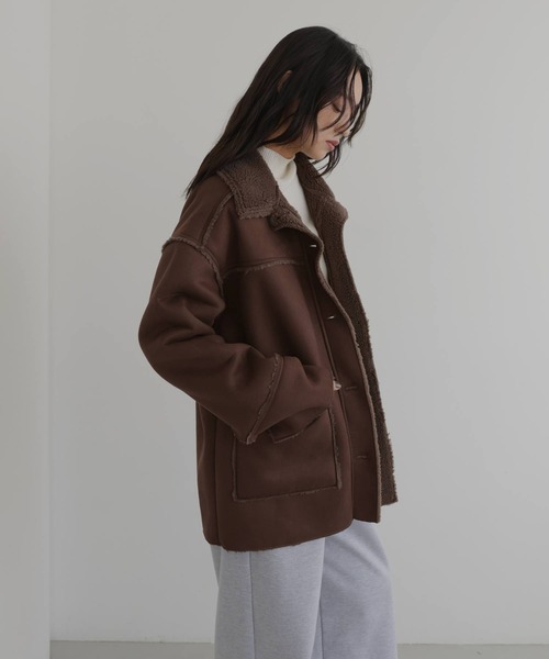 ✩徳子様✩ムートンコート＆ラパン後リボンコート RANAN（ラナン） コート アウター ムートンライクボアロングコート