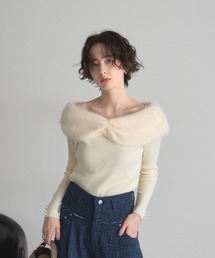 【ZOZO限定】フェザーオフショルリブニット