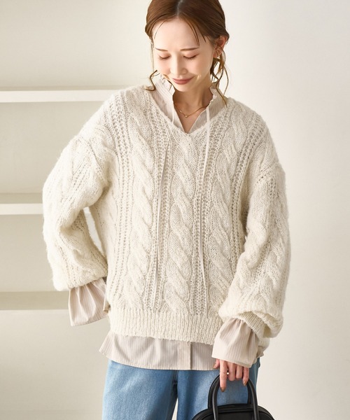 morimon　HYKE ケーブル編み ニットネックウォーマ morimon HYKE ケーブル編み ニットネックウォーマ morimon様専用 HYKE