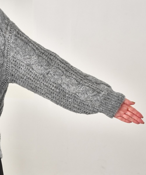 セール】ゆるケーブル編みVネックニット（ニット/セーター）｜ROPE