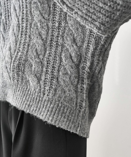 セール】ゆるケーブル編みVネックニット（ニット/セーター）｜ROPE