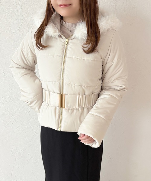 セール】ベルト付きフェイクダウンジャケット（ダウンジャケット