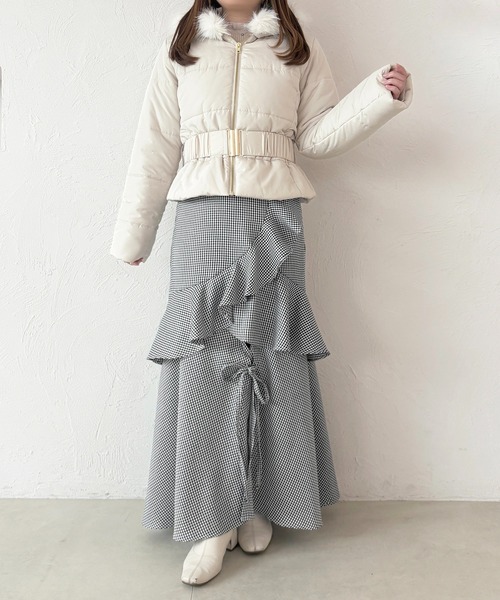 apres jour(アプレジュール)の「ベルト付きフェイクダウンジャケット(ダウンジャケット/コート・レディース・オフホワイト/ブラック・フリー/X-LARGE)」の15枚目の写真