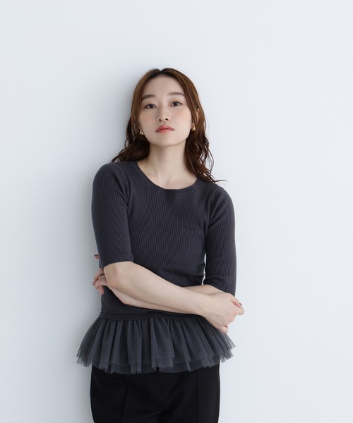 セール】◇チュールペプラムニットアンサンブル（カーディガン/ボレロ