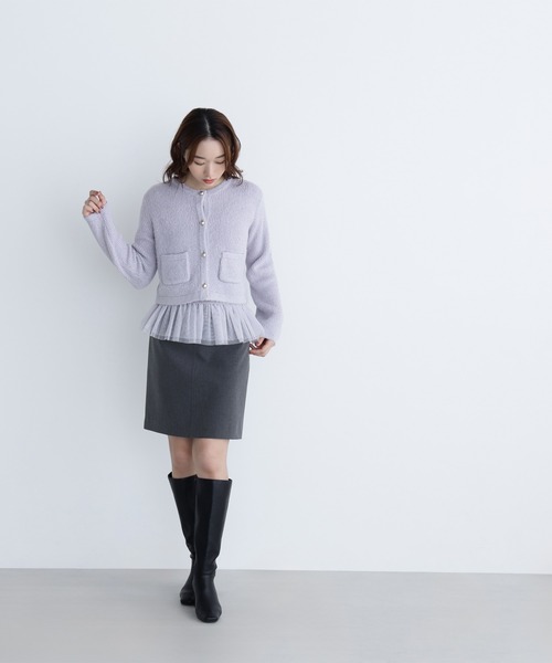 NATURAL BEAUTY BASIC（ナチュラルビューティーベーシック）の「◇チュールペプラムニットアンサンブル（カーディガン/ボレロ・レディース・ラベンダー/ブラウン/チャコールグレー・FREE）」の15枚目の写真