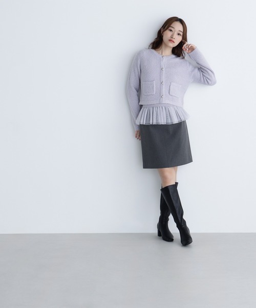 NATURAL BEAUTY BASIC（ナチュラルビューティーベーシック）の「◇チュールペプラムニットアンサンブル（カーディガン/ボレロ・レディース・ラベンダー/ブラウン/チャコールグレー・FREE）」の17枚目の写真