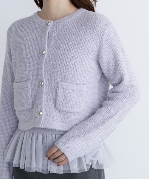 NATURAL BEAUTY BASIC（ナチュラルビューティーベーシック）の「◇チュールペプラムニットアンサンブル（カーディガン/ボレロ・レディース・ラベンダー/ブラウン/チャコールグレー・FREE）」の10枚目の写真