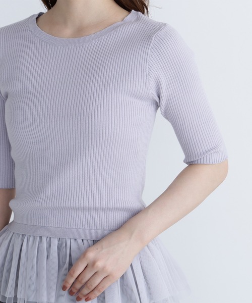 NATURAL BEAUTY BASIC（ナチュラルビューティーベーシック）の「◇チュールペプラムニットアンサンブル（カーディガン/ボレロ・レディース・ラベンダー/ブラウン/チャコールグレー・FREE）」の6枚目の写真