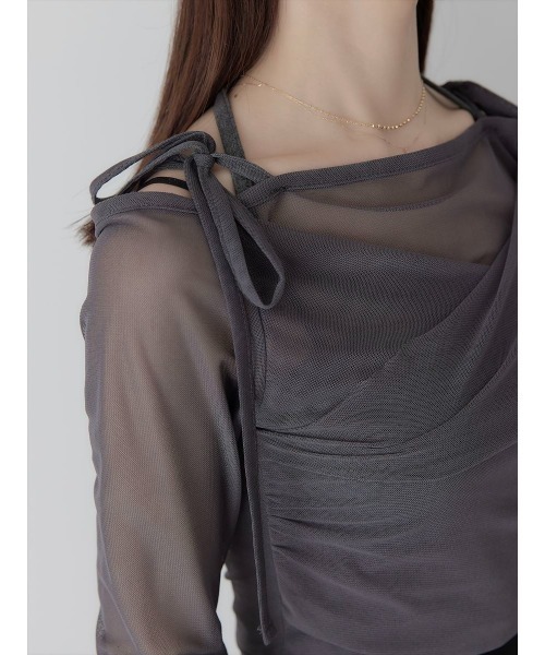 amel（エイメル）の「チュールレイヤードリボントップス /チャコール（Tシャツ/カットソー・レディース・チャコールグレー・FREE）」の8枚目の写真