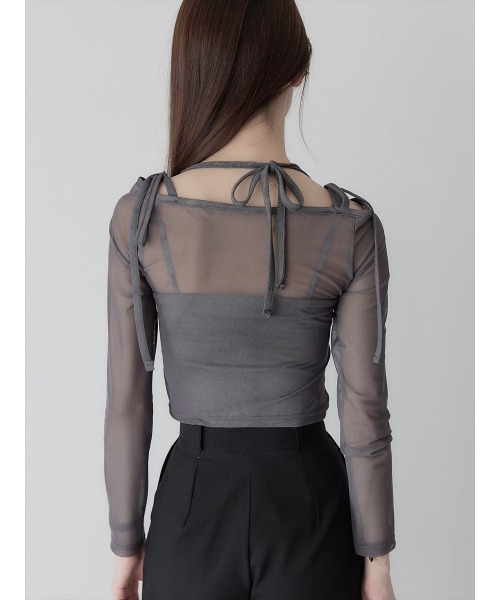 amel（エイメル）の「チュールレイヤードリボントップス /チャコール（Tシャツ/カットソー・レディース・チャコールグレー・FREE）」の10枚目の写真