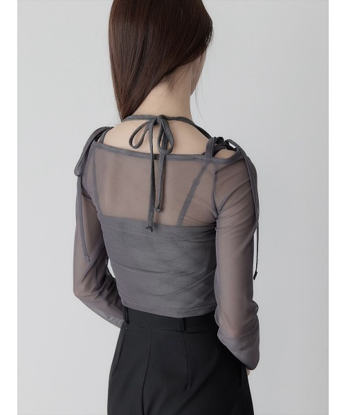 amel（エイメル）の「チュールレイヤードリボントップス /チャコール（Tシャツ/カットソー・レディース・チャコールグレー・FREE）」の11枚目の写真