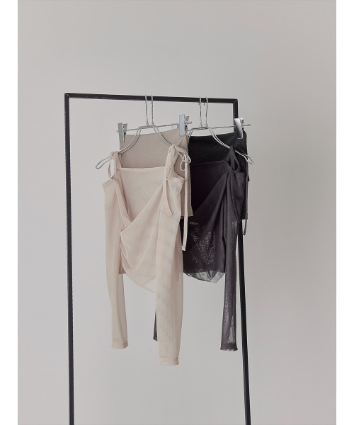 amel（エイメル）の「チュールレイヤードリボントップス /チャコール（Tシャツ/カットソー・レディース・チャコールグレー・FREE）」の6枚目の写真