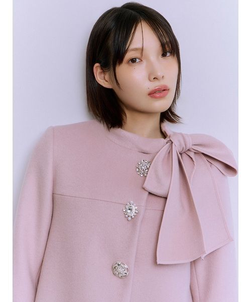 WEB限定カラー】[L.B CANDY STOCK]Aラインビジューリボンコート（ノー