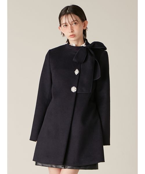 WEB限定カラー】[L.B CANDY STOCK]Aラインビジューリボンコート（ノー