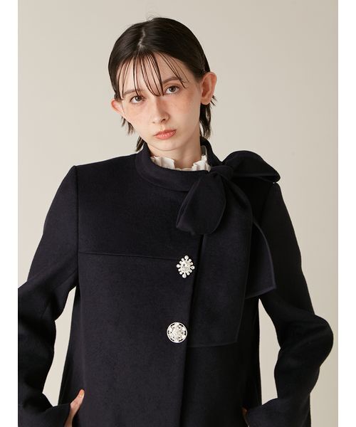 リリーブラウン Ａラインビジューリボンコート　ブラック　サイズ1 WEB限定カラー】[L.B CANDY STOCK]Aラインビジューリボンコート（ノー