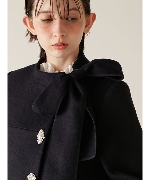 WEB限定カラー】[L.B CANDY STOCK]Aラインビジューリボンコート（ノー