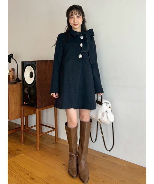 の*ん様 限定色！新品未使用！現在完売品リボンコート セール】2wayリボンミドルコート/SMサイズあり（ステンカラーコート