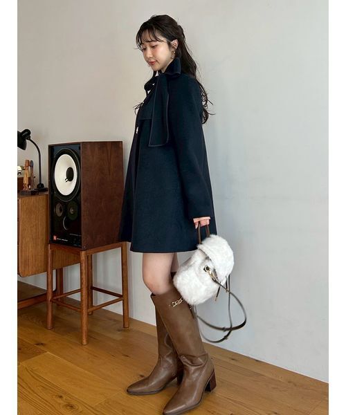 WEB限定カラー】[L.B CANDY STOCK]Aラインビジューリボンコート（ノー