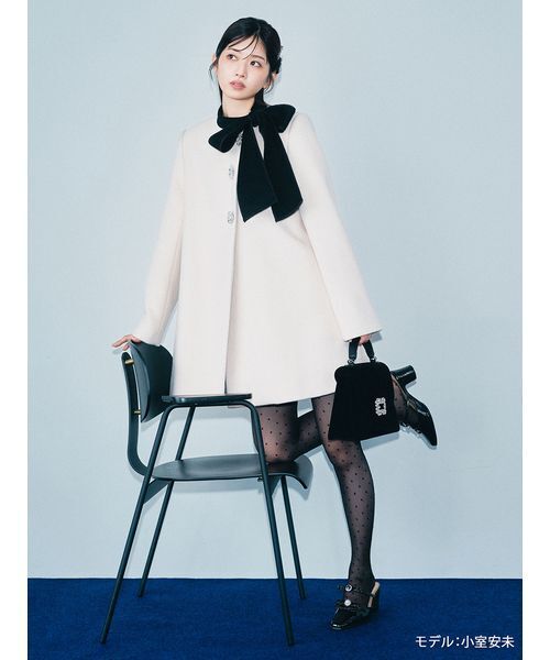 WEB限定カラー】[L.B CANDY STOCK]Aラインビジューリボンコート（ノー