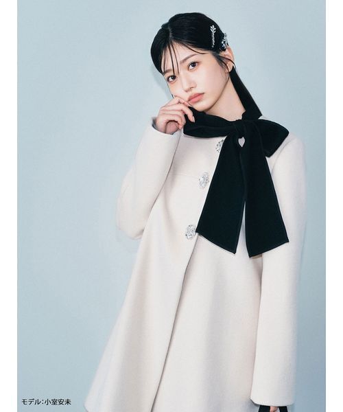 WEB限定カラー】[L.B CANDY STOCK]Aラインビジューリボンコート（ノー