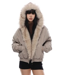 フェイクファーフードジップブルゾン