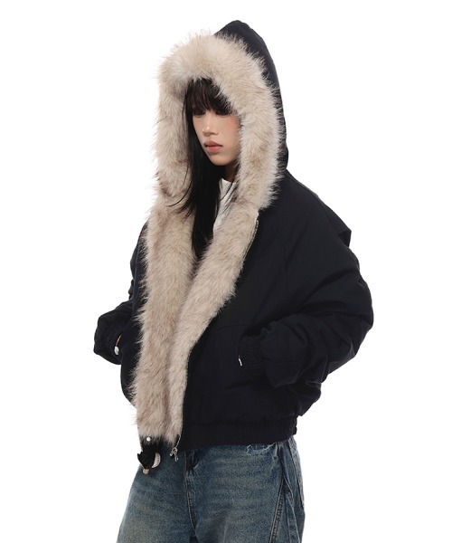 mushwear（マッシュウェア）の「フェイクファーフードジップブルゾン（ブルゾン・メンズ・グレー/ブラック・X-LARGE/LARGE/MEDIUM/SMALL）」の3枚目の写真