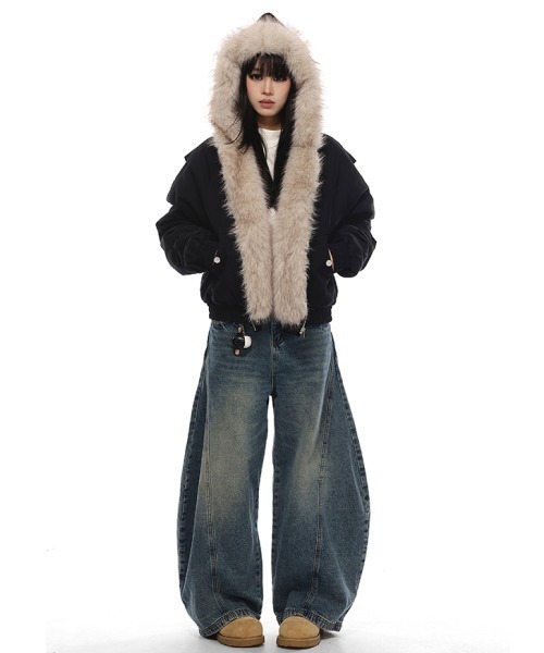 mushwear（マッシュウェア）の「フェイクファーフードジップブルゾン（ブルゾン・メンズ・グレー/ブラック・X-LARGE/LARGE/MEDIUM/SMALL）」の4枚目の写真