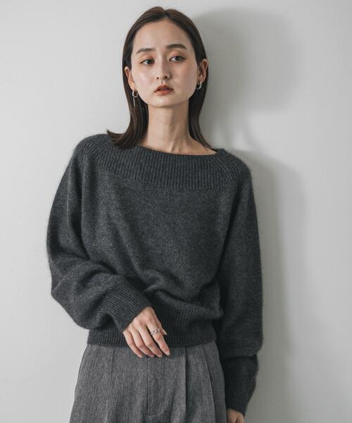 SENSE OF PLACE by URBAN RESEARCH（センスオブプレイスバイアーバンリサーチ）の「ボートネックヘアリーニット（ニット/セーター・レディース・アイボリー/レッド/チャコールグレー・ONE）」の7枚目の写真