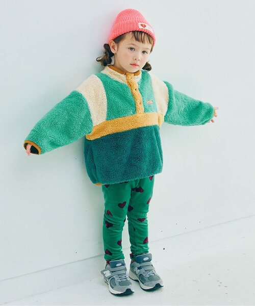 p.premier(ピードットプルミエ)の「【ジュニア対応】マルチカラー切替ファーフリースプルオーバー(スウェット・キッズ・エンジ/グリーン/ベージュ・90/100/110/120/130/140/80)」の11枚目の写真