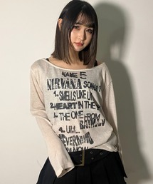 A'GEM/9 × .kom 『.KOM/ドットケーオーエム』Grunge Print Sheer Hoodie Top/グランジプリント シアーフーディートップ