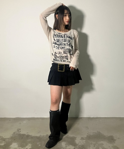.KOM(ドットコム)の「A'GEM/9 × .kom 『.KOM/ドットケーオーエム』Grunge Print Sheer Hoodie Top/グランジプリント シアーフーディートップ(Tシャツ/カットソー・レディース・アイボリー/チャコールグレー・FREE)」の10枚目の写真