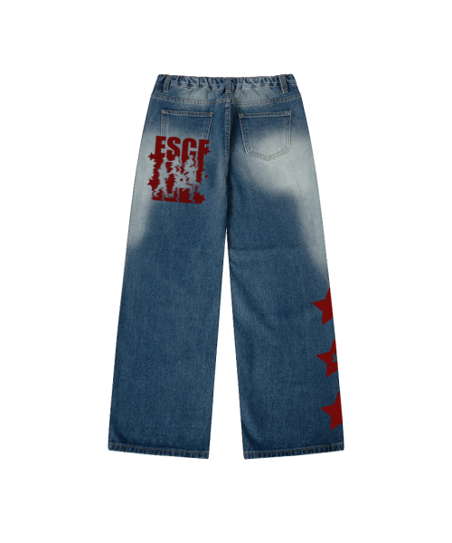 ESCAPEFROM(エスケープフロム)の「ESCF ピープルプリントバンディングウォッシングデニムパンツ 中青(デニムパンツ・レディース・その他・SMALL/MEDIUM/LARGE)」の2枚目の写真