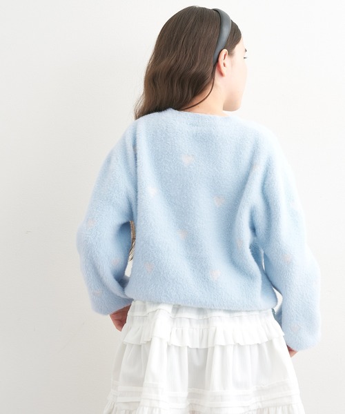 coca（coca）（コカ）の「キッズ　ラメハートニットプルオーバー（ニット/セーター・キッズ・ライトブルー/アイボリー・150/140/130/120）」の5枚目の写真
