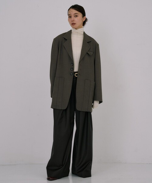 UNITED TOKYO（ユナイテッドトウキョウ）の「【残りわずか！】Oversized Back Zip Jacket｜オフィスカジュアル/オケージョン/春服（テーラードジャケット・レディース・ダークブラウン/グレー系その他・FREE）」の3枚目の写真