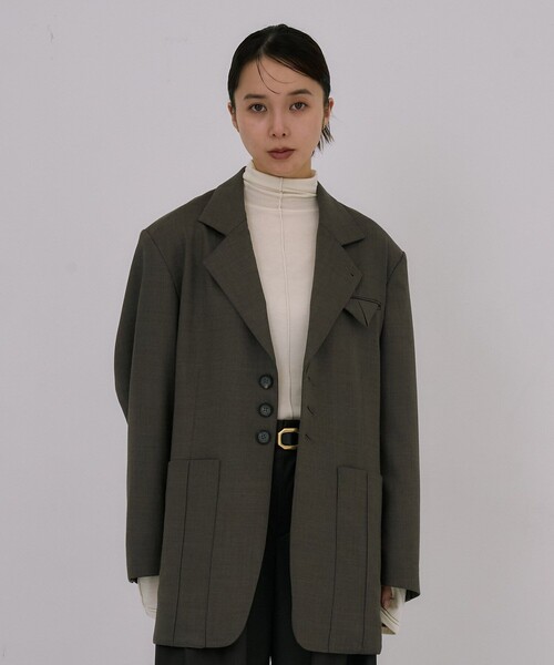 UNITED TOKYO（ユナイテッドトウキョウ）の「【残りわずか！】Oversized Back Zip Jacket｜オフィスカジュアル/オケージョン/春服（テーラードジャケット・レディース・ダークブラウン/グレー系その他・FREE）」の5枚目の写真