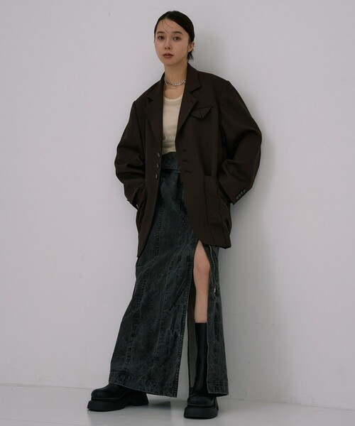 UNITED TOKYO（ユナイテッドトウキョウ）の「【残りわずか！】Oversized Back Zip Jacket｜オフィスカジュアル/オケージョン/春服（テーラードジャケット・レディース・ダークブラウン/グレー系その他・FREE）」の16枚目の写真