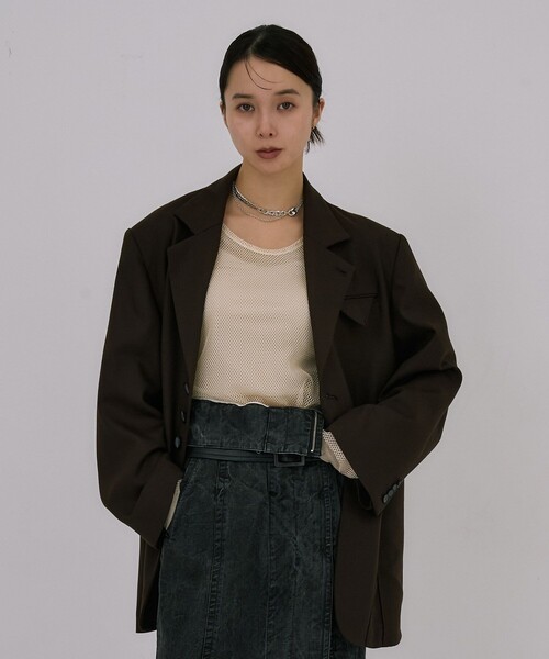 UNITED TOKYO（ユナイテッドトウキョウ）の「【残りわずか！】Oversized Back Zip Jacket｜オフィスカジュアル/オケージョン/春服（テーラードジャケット・レディース・ダークブラウン/グレー系その他・FREE）」の18枚目の写真