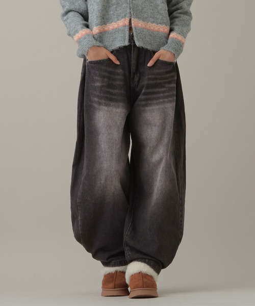 3.3 Field Trip （3.3フィールドトリップ）の「3.3 Field Trip／サイドタックデニム（デニムパンツ・レディース・ブラック/ネイビー/ブルー・MEDIUM/SMALL）」の7枚目の写真