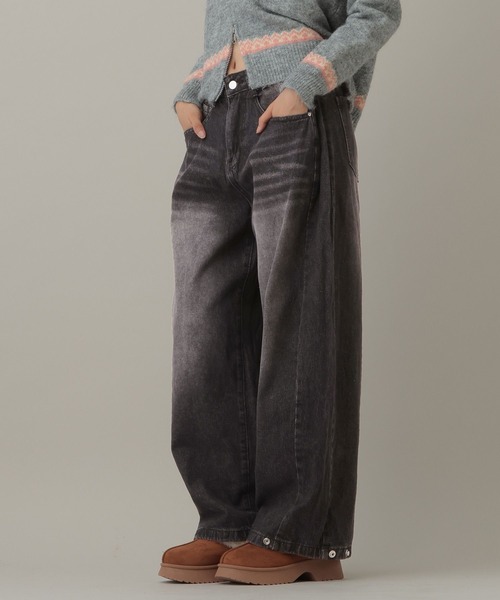 3.3 Field Trip （3.3フィールドトリップ）の「3.3 Field Trip／サイドタックデニム（デニムパンツ・レディース・ブラック/ネイビー/ブルー・MEDIUM/SMALL）」の8枚目の写真