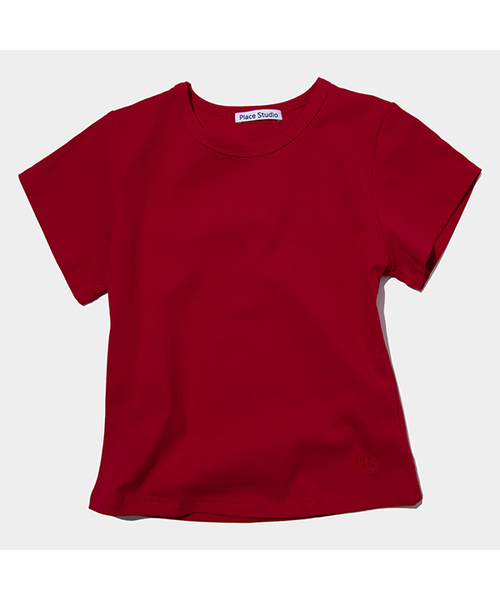 PLACE STUDIO(プレイススタジオ)の「プレイス シンプル ベーシック スリムフィット セミクロップ コットン 半袖Tシャツ _10カラー(Tシャツ/カットソー・レディース・パープル/チャコール/ホワイト/グリーン/レッド/スカイブルー/LIME/ブラック/ブルー/グレー・FREE/MEDIUM/SMALL)」の10枚目の写真