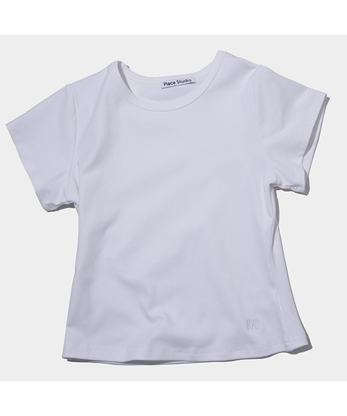 PLACE STUDIO(プレイススタジオ)の「プレイス シンプル ベーシック スリムフィット セミクロップ コットン 半袖Tシャツ _10カラー(Tシャツ/カットソー・レディース・パープル/チャコール/ホワイト/グリーン/レッド/スカイブルー/LIME/ブラック/ブルー/グレー・FREE/MEDIUM/SMALL)」の1枚目の写真