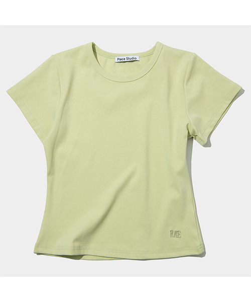 PLACE STUDIO(プレイススタジオ)の「プレイス シンプル ベーシック スリムフィット セミクロップ コットン 半袖Tシャツ _10カラー(Tシャツ/カットソー・レディース・パープル/チャコール/ホワイト/グリーン/レッド/スカイブルー/LIME/ブラック/ブルー/グレー・FREE/MEDIUM/SMALL)」の6枚目の写真