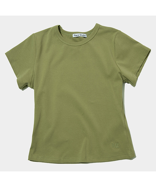 PLACE STUDIO(プレイススタジオ)の「プレイス シンプル ベーシック スリムフィット セミクロップ コットン 半袖Tシャツ _10カラー(Tシャツ/カットソー・レディース・パープル/チャコール/ホワイト/グリーン/レッド/スカイブルー/LIME/ブラック/ブルー/グレー・FREE/MEDIUM/SMALL)」の5枚目の写真