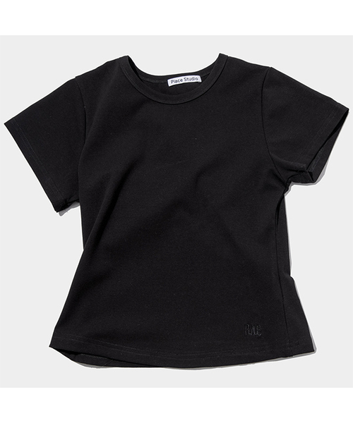 PLACE STUDIO(プレイススタジオ)の「プレイス シンプル ベーシック スリムフィット セミクロップ コットン 半袖Tシャツ _10カラー(Tシャツ/カットソー・レディース・パープル/チャコール/ホワイト/グリーン/レッド/スカイブルー/LIME/ブラック/ブルー/グレー・FREE/MEDIUM/SMALL)」の2枚目の写真