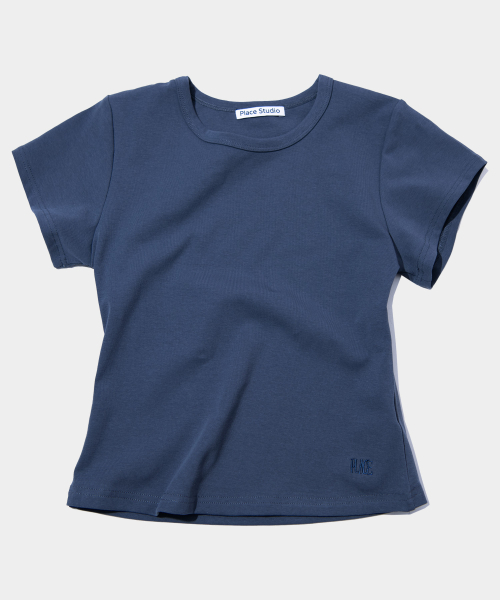 PLACE STUDIO(プレイススタジオ)の「プレイス シンプル ベーシック スリムフィット セミクロップ コットン 半袖Tシャツ _10カラー(Tシャツ/カットソー・レディース・パープル/チャコール/ホワイト/グリーン/レッド/スカイブルー/LIME/ブラック/ブルー/グレー・FREE/MEDIUM/SMALL)」の11枚目の写真